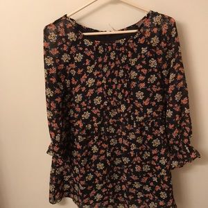 Black floral long tunic